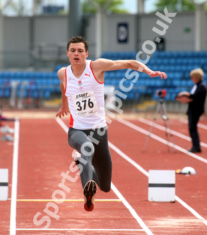 James Davies (Blackpool, Wyre & Fylde AC) under-20s triple jump, Northern Championships, Sport City, Manchester
